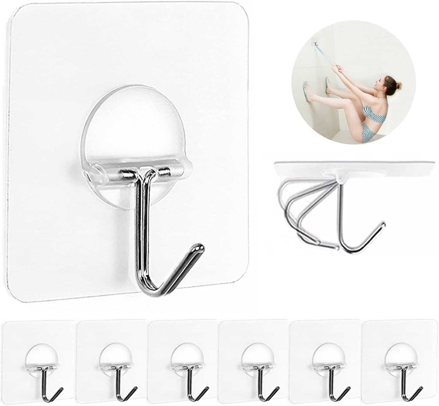 Inditradition Self Adhesive Steel Wall Hooks, 1 kg Load Capacity (3.5 x 1.5  cm, Silver) - Pack of 12, Random Design : : Home & Kitchen