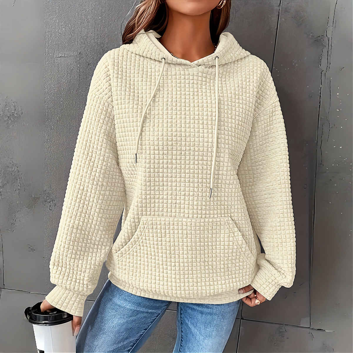 Women's Loose Fit Hooded Long Sleeve Sweatshirt
