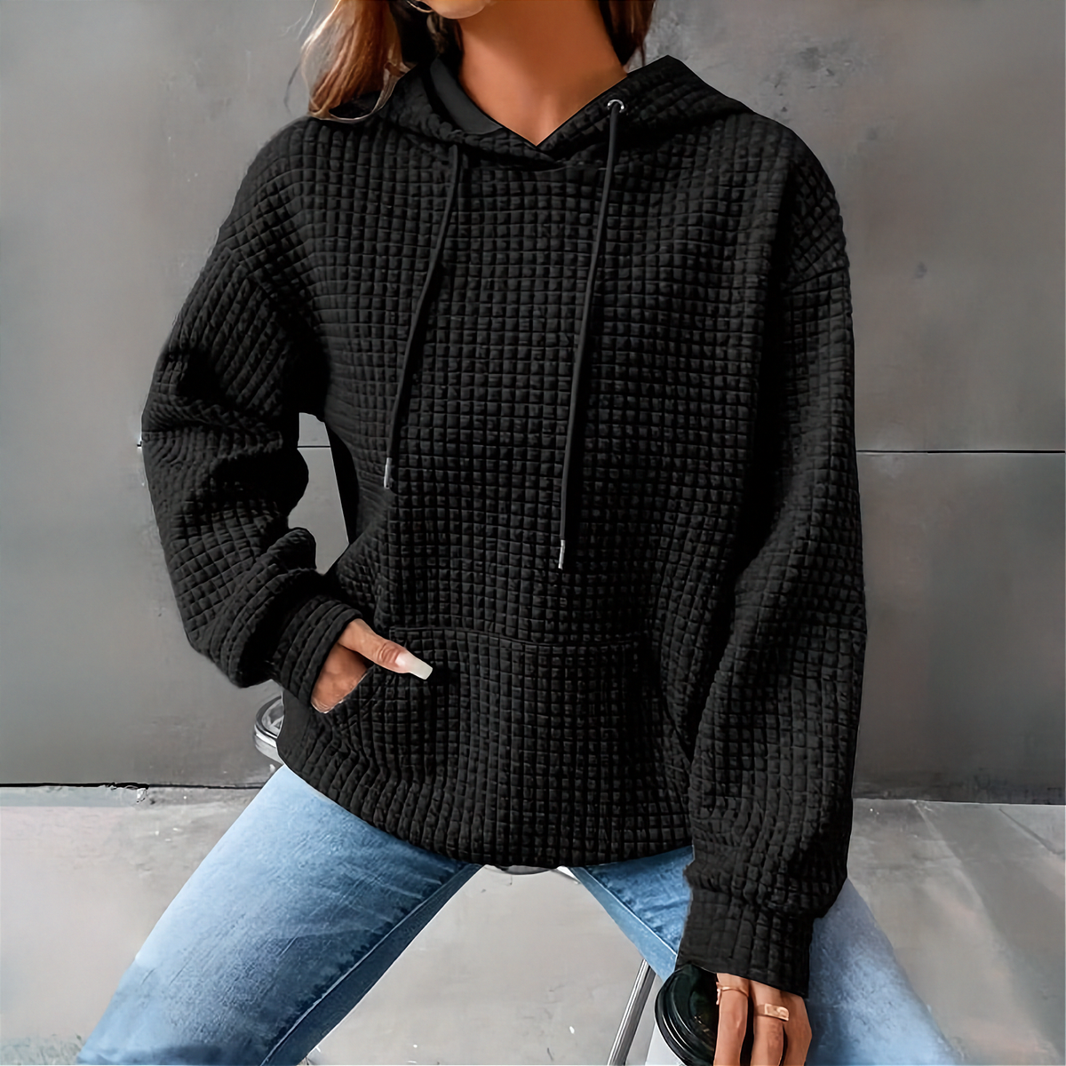 Women's Loose Fit Hooded Long Sleeve Sweatshirt