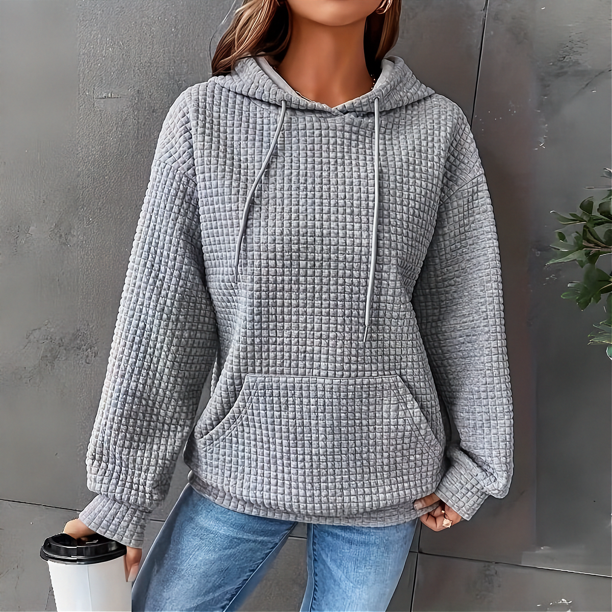 Women's Loose Fit Hooded Long Sleeve Sweatshirt